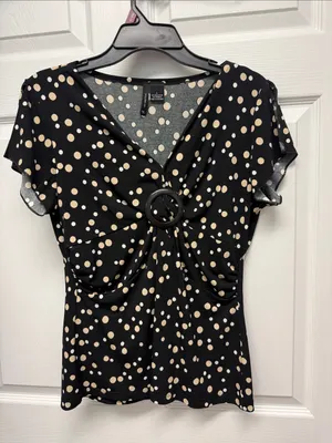 new directions Black Top with Cream Polka Dots thumbnail 1