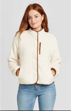 Universal Threads Sherpa jacket with brown accents thumbnail 1