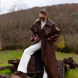 Elegant Brown Women's Trench Coat thumbnail 2