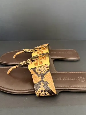 Tory Burch Georgia Leather Tong Sandal Pale Desert Size 7.5B thumbnail 6