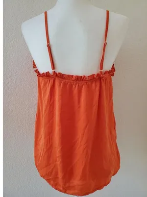 Dokotoo Orange Ruffle Cami Adjustable Strap Women Size S Tank Top Fli… thumbnail 5