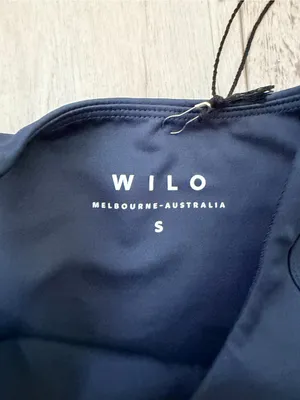 NWT WILO the Label Athletic Preppy Navy Marigold Contour High Neck Bra -small thumbnail 4