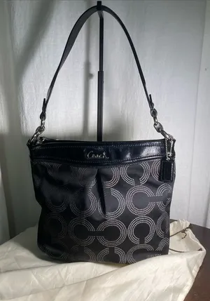 Coach Ashley Dotted Op Art shoulder bag made of jacquard fabric and leather thumbnail 1