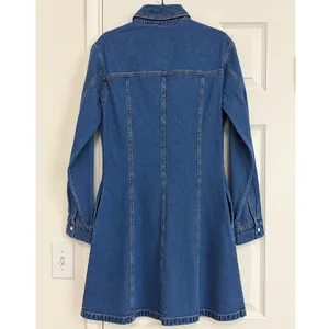 Sunday Edition Lace-Up Denim Mini Dress Blue Long Sleeve Western NWT Small thumbnail 4