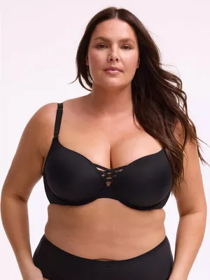 Torrid XO Plunge Push-Up Bra 42DDD Rich Black 360 Back Smoothing NWT NEW thumbnail 1