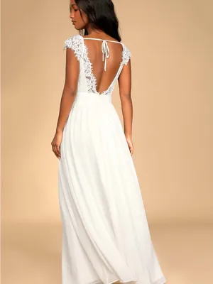 NWOT Lulus Bridal Cherish You Always White Lace Maxi Dress XS thumbnail 4