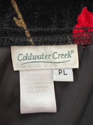 Coldwater Creek Black Velvet Maxi Skirt Red Rose Floral Print Size L Petite thumbnail 6
