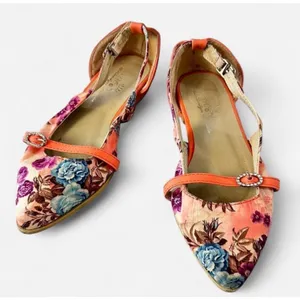Floral slip on flats size 5.5 Enchanted FairyCore shoes bright whimsy botanical thumbnail 1