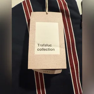 Zara Trafaluc Navy and Red Striped Mini Dress‎ Size Small thumbnail 7