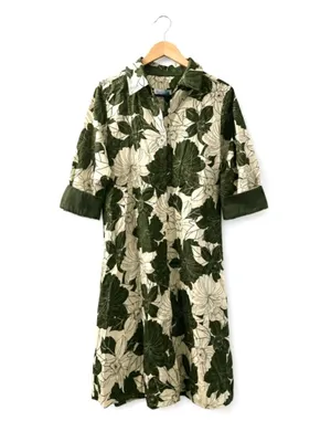 NWT Revolve x Perlavera Clara Button Down Shirt Dress in Green Lotus Khaki thumbnail 2