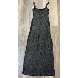 Aerie No Party Needed Maxi Dress Womens Medium Black Shimmer Slip Dress NWT thumbnail 8