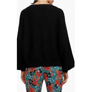 Free People Found My Friend Black Boucle Oversized Sweater‎ Womens Size Small thumbnail 8