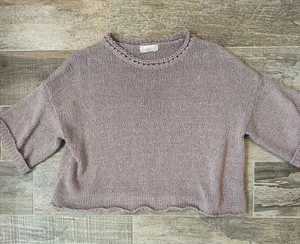 Altar'd State Cropped Scoop Neck Sweater in Dusty Mauve thumbnail 1