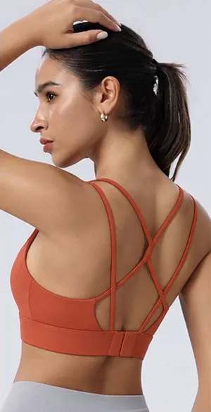 Coral Strappy Back Sports Bra with Hook Closure — Size M — NWOT thumbnail 1