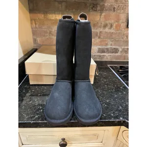 Ugg Classic Tall Ii Slip On Sheepskin Boot Black Womens Size 5 thumbnail 4