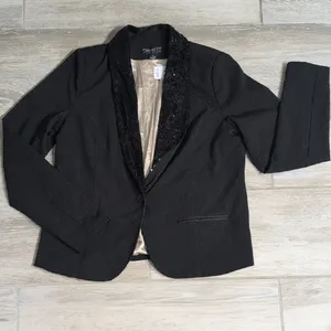 NWT Forever 21 Black Blazer | Sequin Lapel Black Blazer thumbnail 6