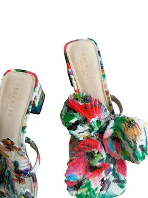 CECELIA NY Multicolor Floral Slide Leather Sandals Size 7.5 thumbnail 6