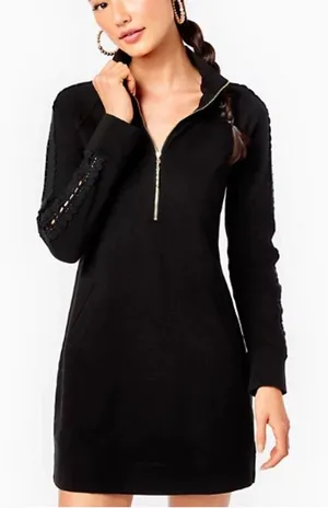 VGUC Lilly Pulitzer Onyx Black Skipper Popover Lace Sleeves Small MSRP $158 thumbnail 1