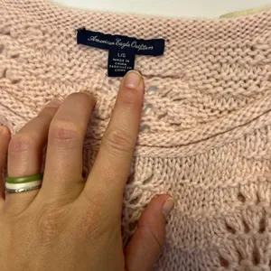 American Eagle NWT Blush Open Knit Crochet Wool Blend Sweater thumbnail 2