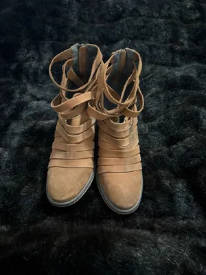 Free People Hybrid Strappy Leather Bootie Boot Terracotta Leather 38 7.5 thumbnail 2