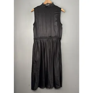 Cynthia Steffe Silk Dress Size 10 Black Sleeveless Ruffled Gothic Dark Romantic thumbnail 5