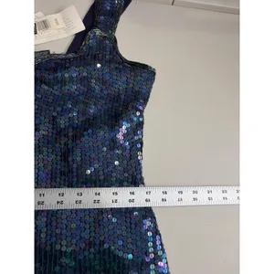 Vintage Expressions Silk Sequin Mini Dress Iridescent Blue Party Dress 12‎ thumbnail 15