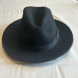 NWT Hats in the Belfry Belfry Bartolo Black Merino Wool Felt Fedora Hat Size XL thumbnail 2