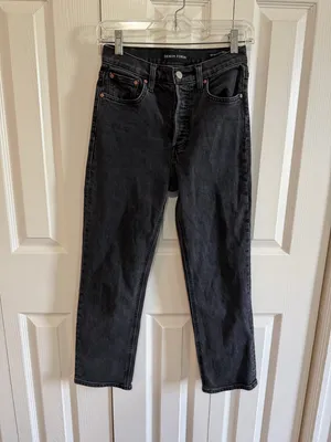 Aritzia Denim Forum The Arlo High Rise Straight 27L Black Size 25 thumbnail 2
