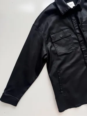HIDDEN Los Angeles Abbey Coated Oversized Black Shirt Jacket Size Large thumbnail 5