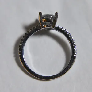 Dazzling Silver Teardrop Pear Shape Ring 7 new gift Black Quartz formal bride thumbnail 3