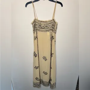 Zara NWT tan embellished beaded mesh midi maxi dress thumbnail 10