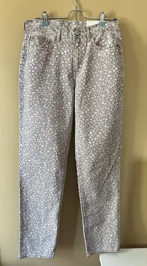 4 Long - American Eagle Outfitters Dusty Brown Floral Straight-Leg Jeans thumbnail 1