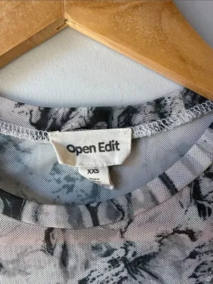 Open Edit Sheer Marble Print Long Sleeve Top thumbnail 4