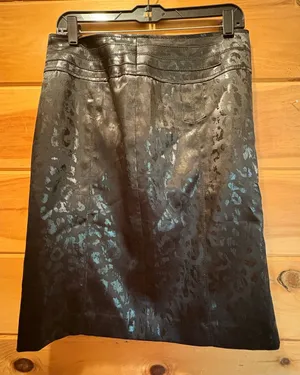 Alberto Makali New York Animal Print Black Pencil Skirt 100% Dacron Sz 6 USA thumbnail 1