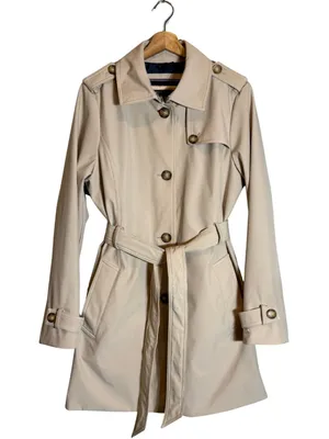 Tommy Hilfiger Belted Trench Coat Womens Medium Beige Lightweight Preppy Classic thumbnail 4