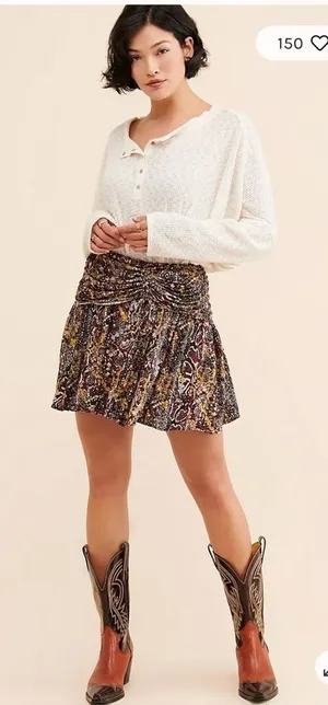 Free People Brown Snake Print Saturday Sun Mini Skirt size 6 thumbnail 1