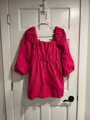 Mare mare x Anthropologie Hot Pink Puff Sleeve Romper Size XS thumbnail 2
