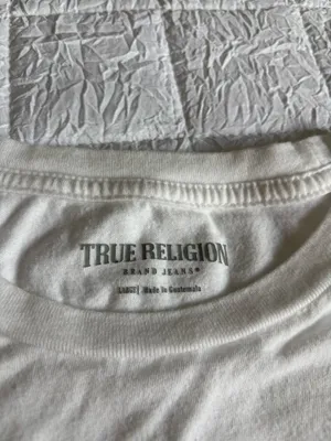 True Religion Men's White T-Shirt Buddha Guitar Back Graphic Crewneck Size L thumbnail 5