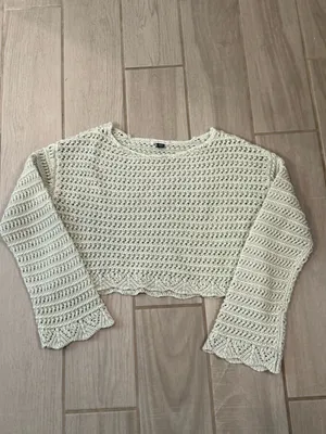 American Eagle Outfitters Sage Crochet Scoop Neck Crop Sweater thumbnail 2