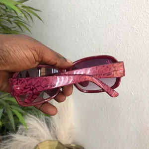 Y2K oversize Baddie Trendy Red pink sunglasses rhinestones thumbnail 4