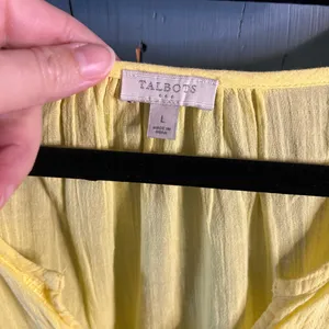 Talbots Light Yellow Women's Blouse - Pineapple Print | Size Large thumbnail 3