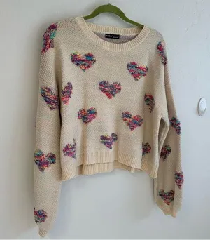 Heart Knit Sweater Size L thumbnail 1
