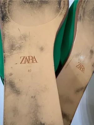 Zara Kelly Green Satin Slingback Flats Sparkle Crystal Gem 40 Pointed Toe thumbnail 3