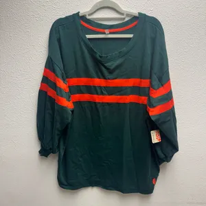 FP Free People NWT Oversized Small Post Up Layer Top In Green Rugby Style thumbnail 3