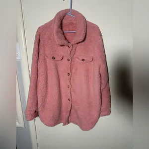 Cozy Pink Sherpa Jacket Size XXL thumbnail 3