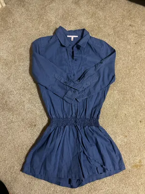 Victoria's Secret Long Sleeve Blue Button Down Romper thumbnail 2