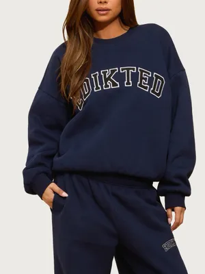 NWT Edikted Major Logo Embroidered Oversized Sweatshirt size small thumbnail 2