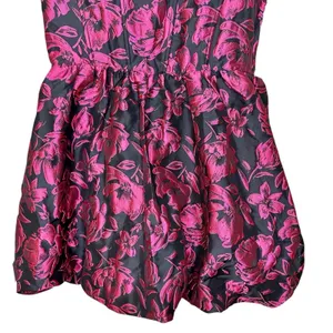 Lulus Posh Invite Black Floral Jacquard Square Neck Corset Mini Dress NWT Medium thumbnail 10