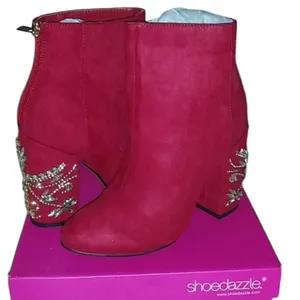 NIB Shoedazzle Lisa size 6 beautiful Red Jeweled ankle Boots with 4” heel thumbnail 1