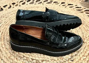 Franco Sarto Women’s Cassandra Chunky Black Patent Penny Loafer Sz 8.5M thumbnail 2